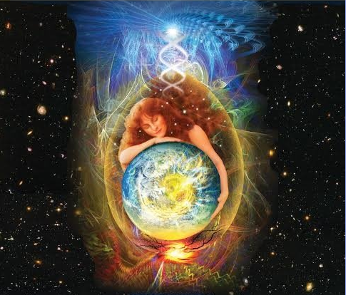mother earth hugging the world